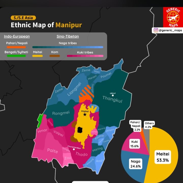マニプール州の民族分布地図